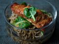 Hot Smoked Salmon, Soba and Asian Greens Salad