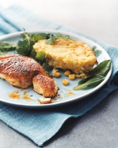 Blackened Striped Bass With Corn Spoon Bread