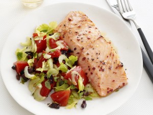 Salmon With Warm-Tomato Olive Salad