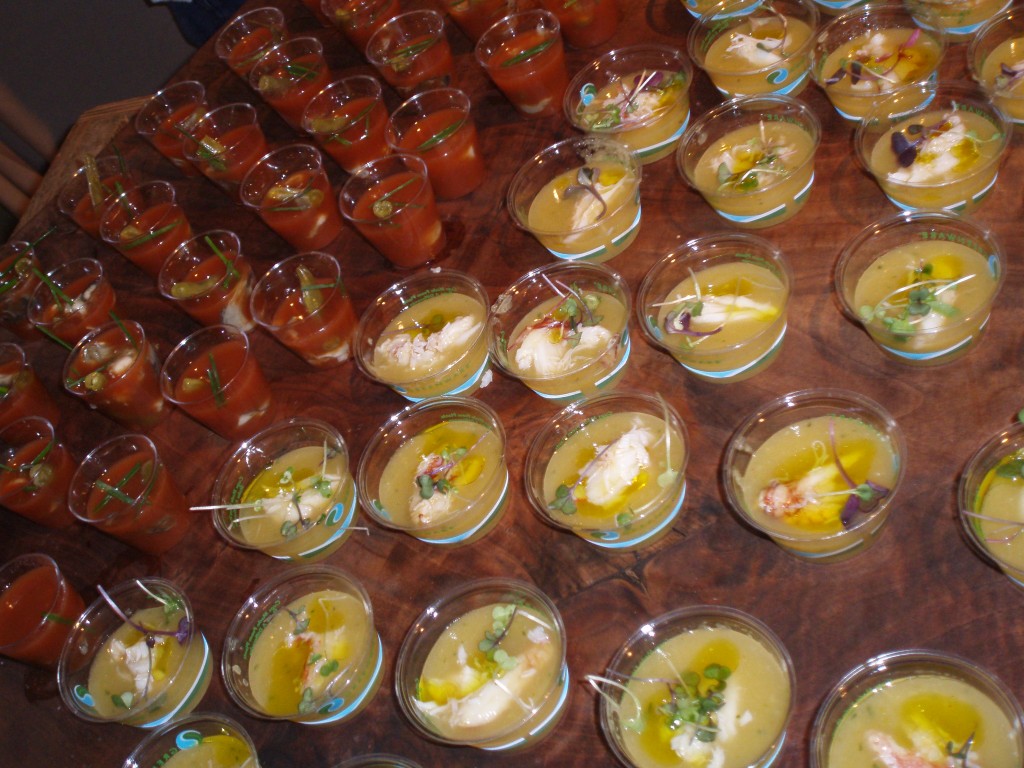 Bloody Mary Oyster Shooters and Crab & Melon Gazpacho