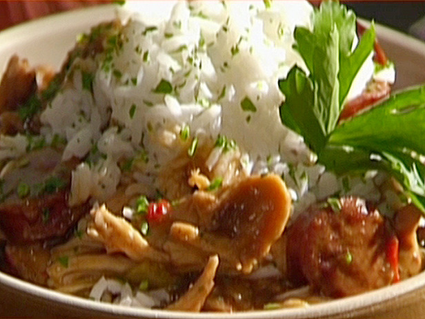 Chicken and Smoked Sausage Gumbo with White Rice
