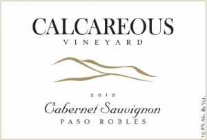 2010 Calcareous Cabernet Sauvignon, Paso Robles outline