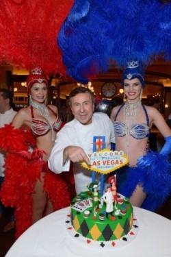 Daniel Boulud with Cake by Buddy "The Cake Boss" Valastro and Vegas Show Girls