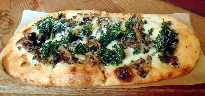 Mushroom, mozzarella, parmigiano, Kale Flatbread